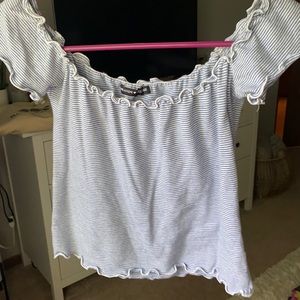 Brandy Melville Blue and White Stripped Top